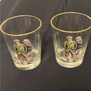 MCM Glass Tumblers with Golfers Design